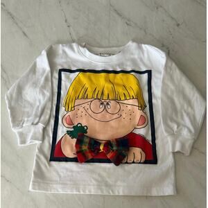 Vintage Zoodles long sleeve shirt 2T boy bow tie frog plaid 3D 1992 white 90’s